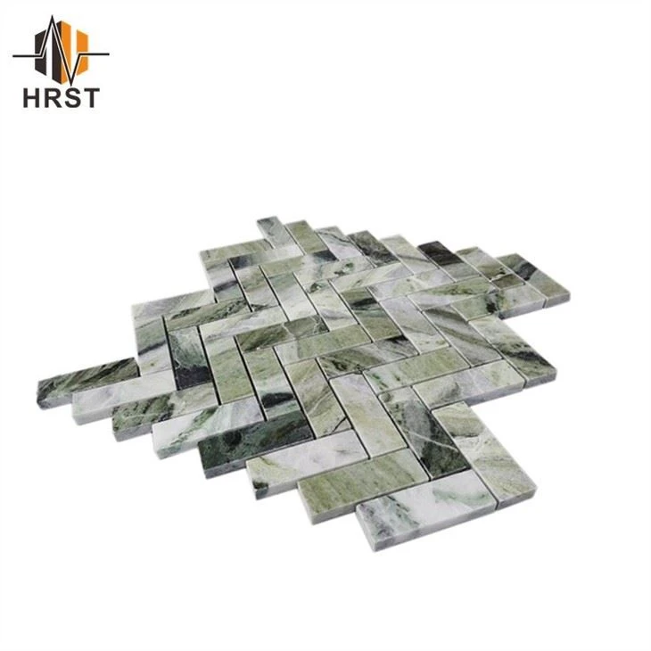 Herringbone New Ice Jade Emerald Green Marble Mosaic Herringbone New Ice Jade Emerald Green Marble Mosaic