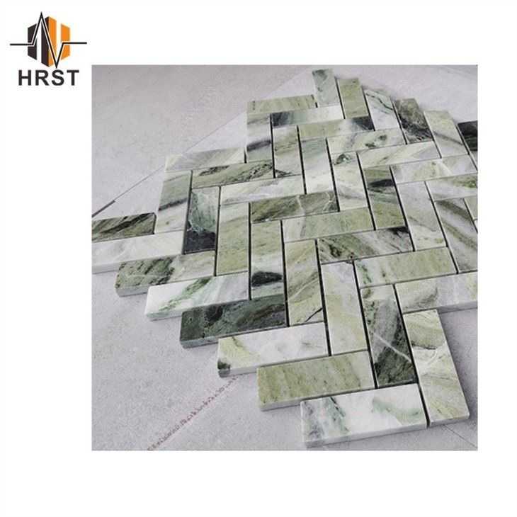 Herringbone New Ice Jade Emerald Green Marble Mosaic Herringbone New Ice Jade Emerald Green Marble Mosaic