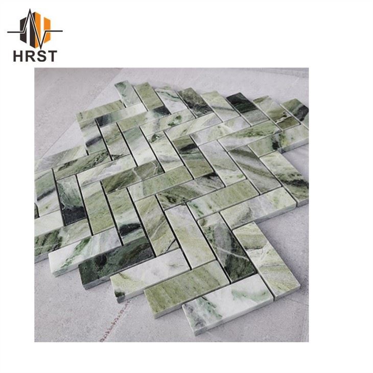 Herringbone New Ice Jade Emerald Green Marble Mosaic Herringbone New Ice Jade Emerald Green Marble Mosaic