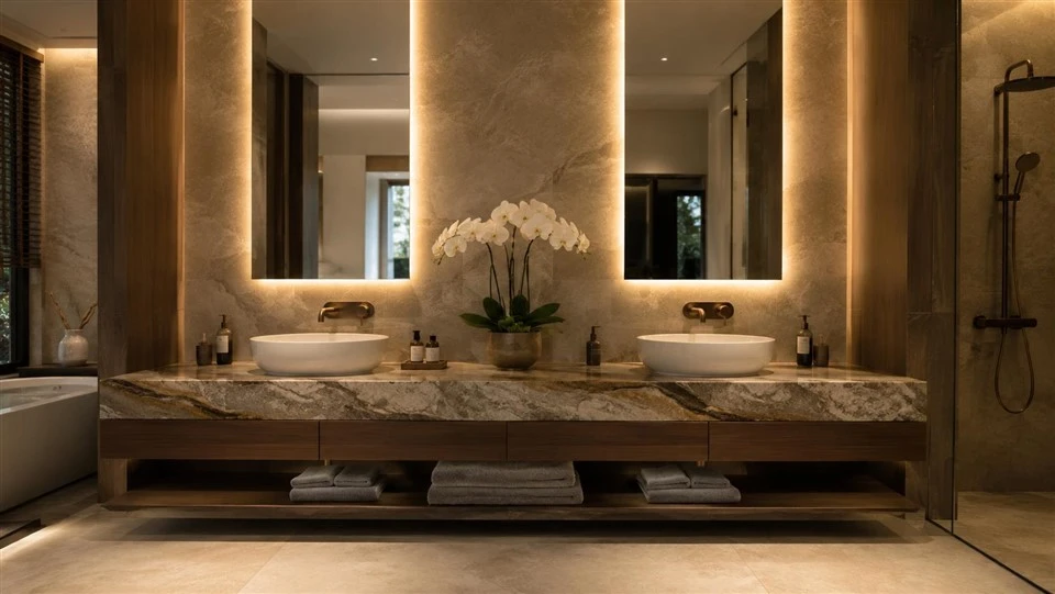 Marble Vanity Tops Rau Chav Dej Khoom kim heev